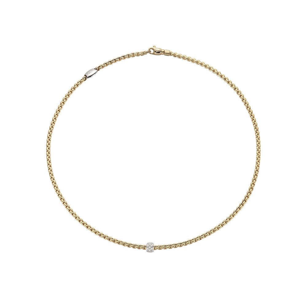 FOPE 18K Yellow Gold Eka Tiny Collection Diamond Necklace