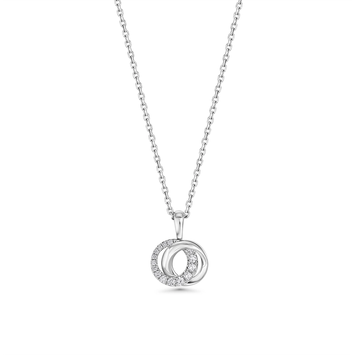 Frederic Sage 14K White Gold Diamond Love Knot Necklace