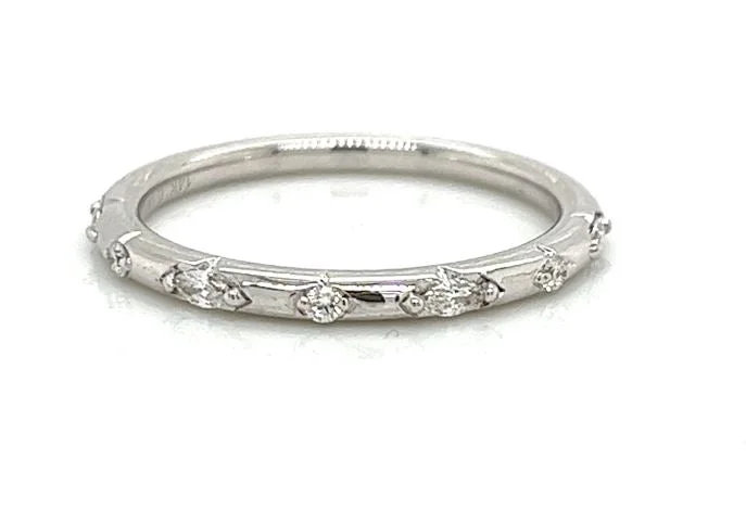 Half Anniversary Diamond Wedding Ring in 14K White Gold (0.15ctw)