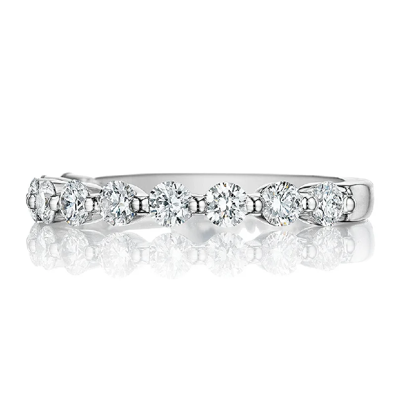 Henri Daussi Half Anniversary Diamond Wedding Ring in 18K White Gold (0.70ctw)