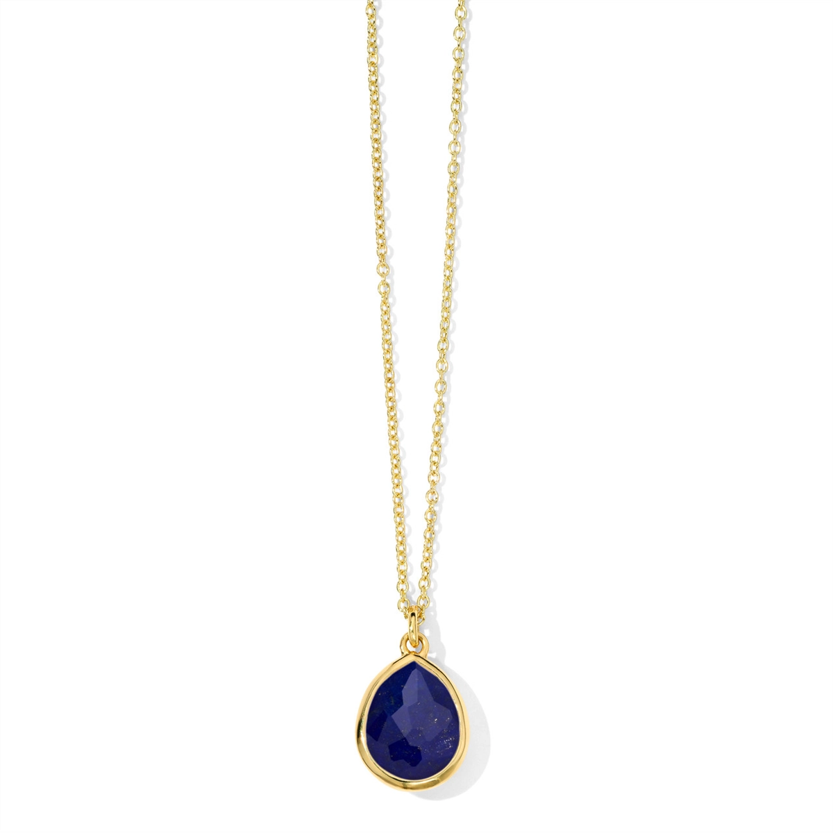 Ippolita 18K Yellow Gold Rock Candy Mini Teardrop Pendant Necklace in Lapis Doublet 16-18in