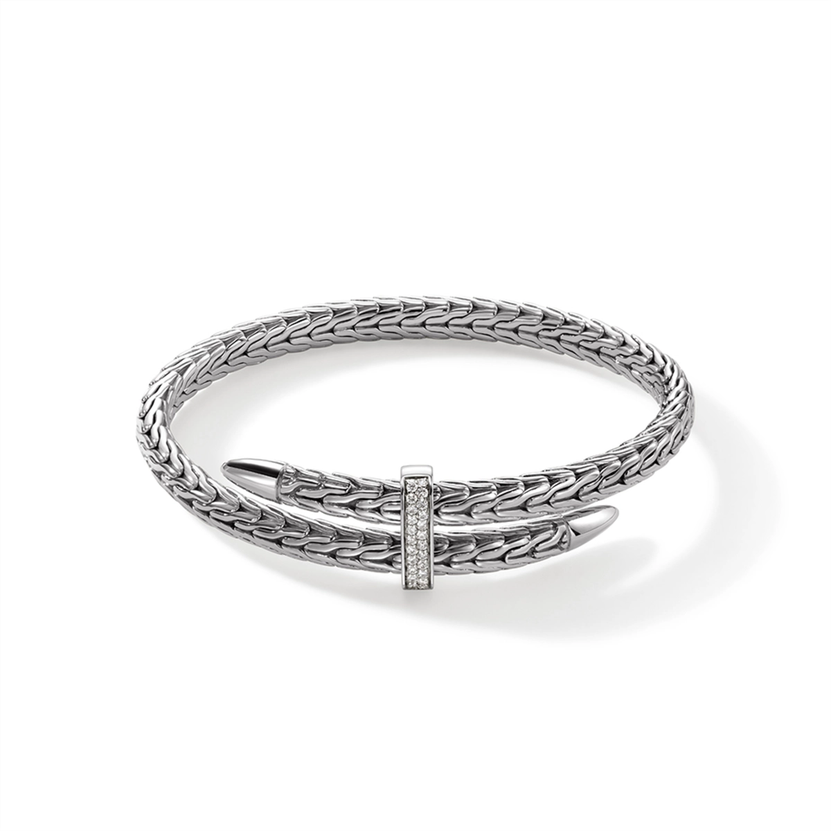 John Hardy Classic Chain Diamond Pave Bypass Flex Bracelet