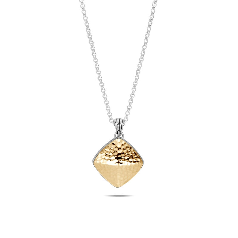 John Hardy Classic Chain Silver and 18K Gold Hammered Cluster Sugarloaf Pendant Necklace, 16-18 inch