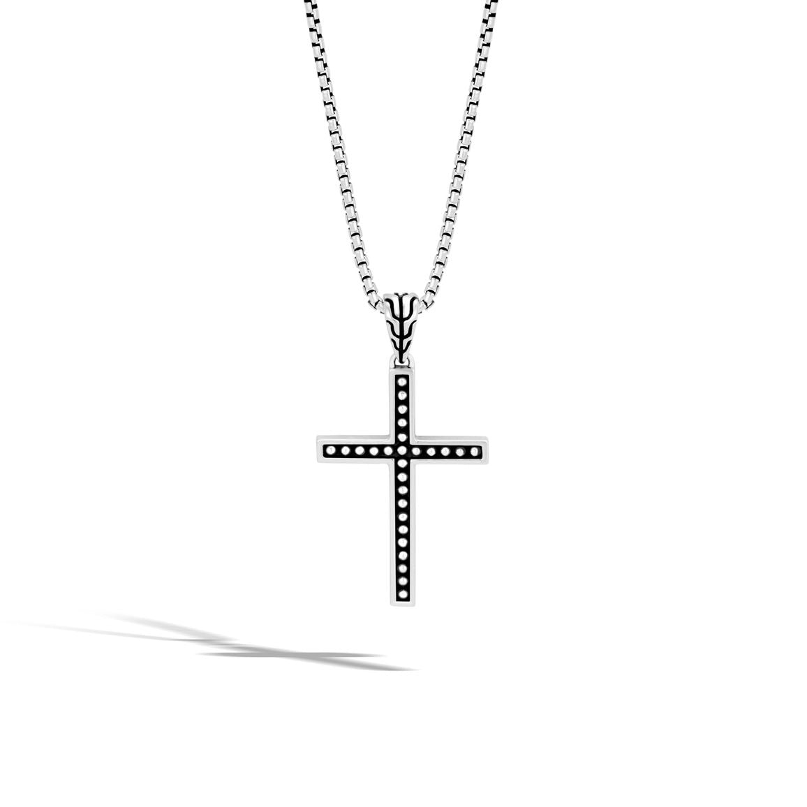 John Hardy Mens Classic Chain Sterling Silver Jawan Cross Pendant Necklace, 20 inch