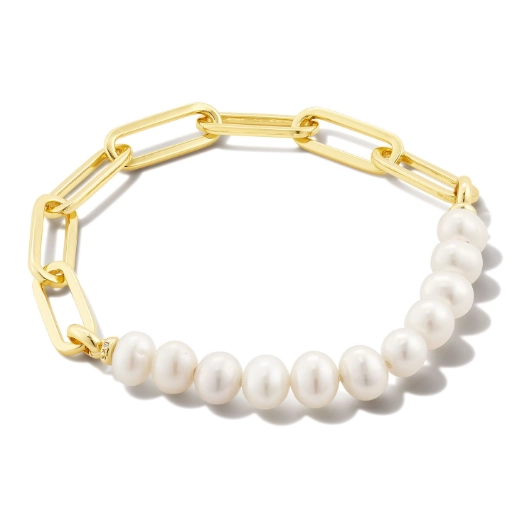 Kendra Scott Ashton Half Chain Bracelet with White Pearl