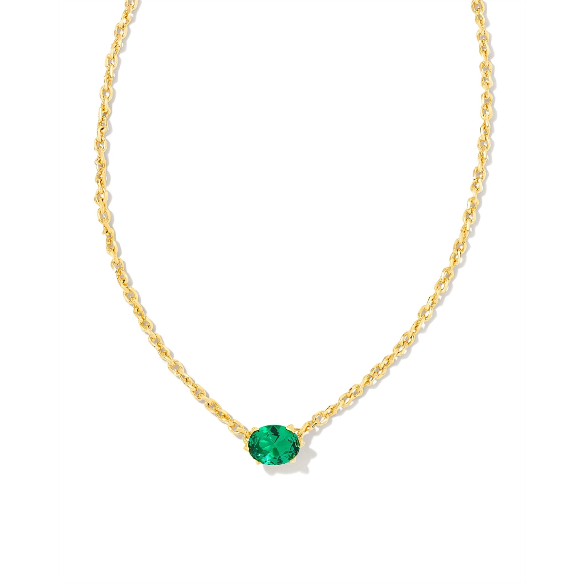 Kendra Scott Cailin Pendant Necklace in Gold with Green Crystal