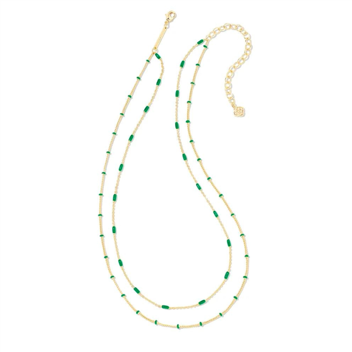 Kendra Scott Dottie Multi Strand Green Necklace in Gold