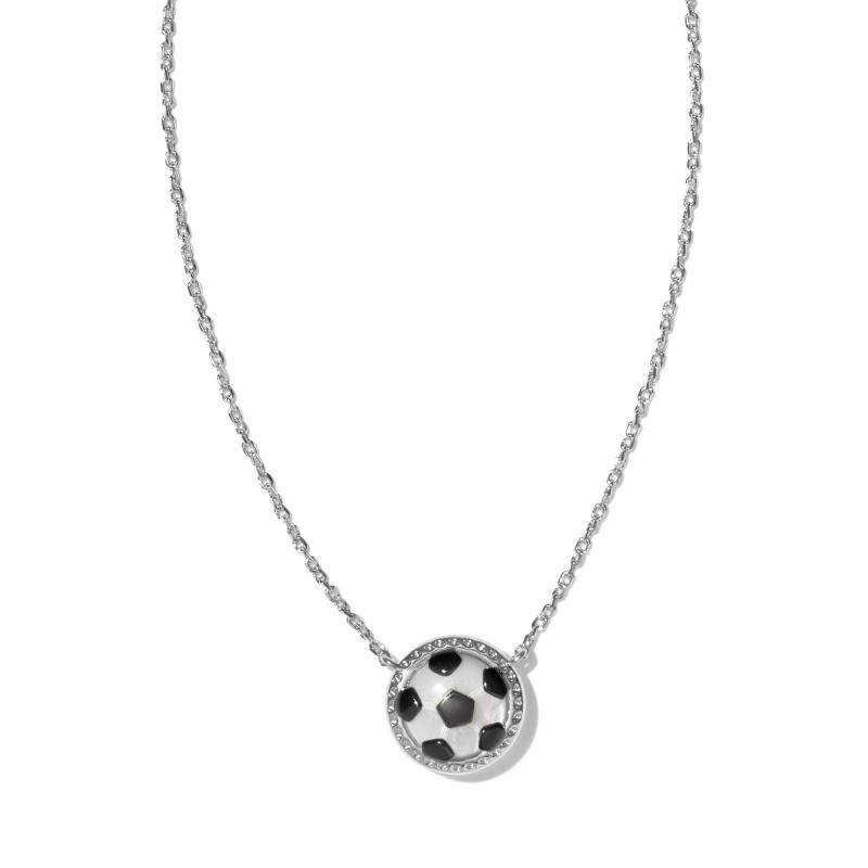 Kendra Scott Soccer Pendant Necklace MOP in Silver