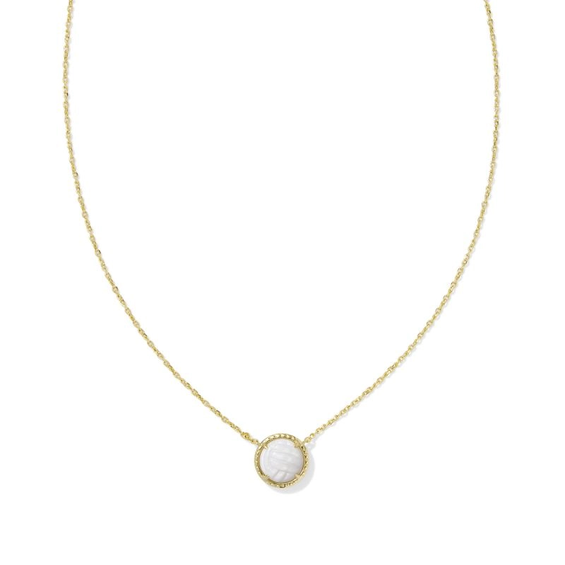 Kendra Scott Volleyball Pendant Necklace MOP in Gold