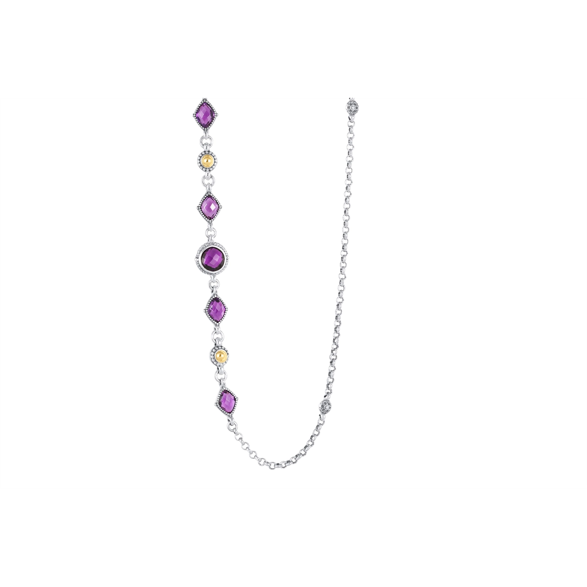 Konstantino Anthos Silver and 18K Gold Purple Spinel Station Necklace