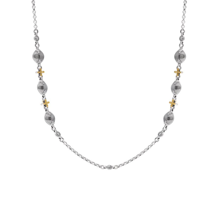 Konstantino Kyma Collection Sterling and Gold Station Necklace