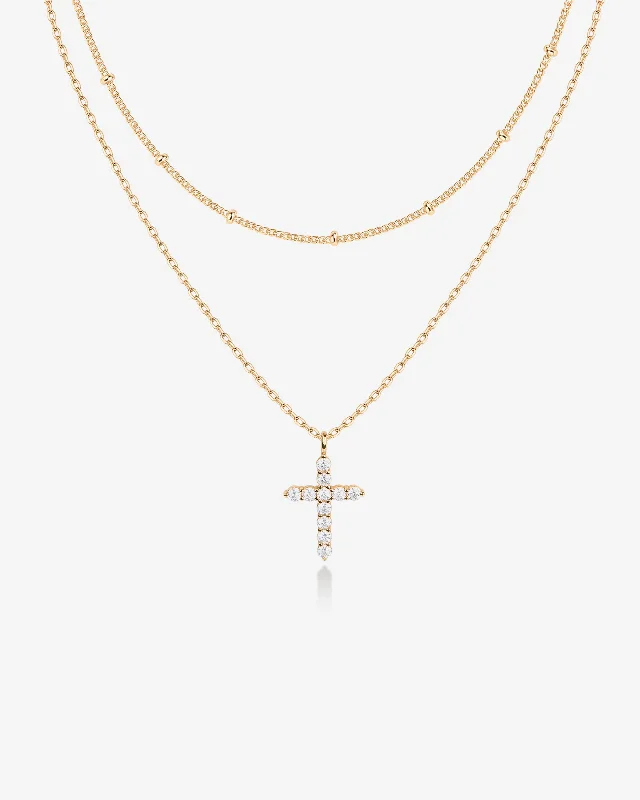 Layered Cross Pendant Necklace