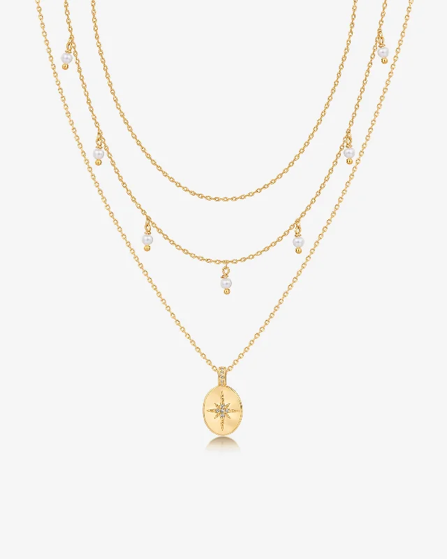 Layered North Star Pendant Necklace