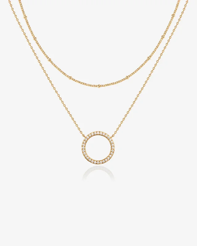 Layered Open Circle Pendant Necklace