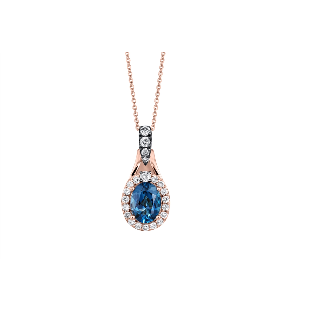 Le Vian 14K Strawberry Gold Deep Sea Blue Topaz and Chocolate and Nude Diamond Necklace