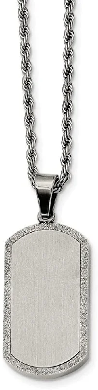 Men's Stainless Steel Laser-Cut Dog Tag Pendant Necklace, 22"