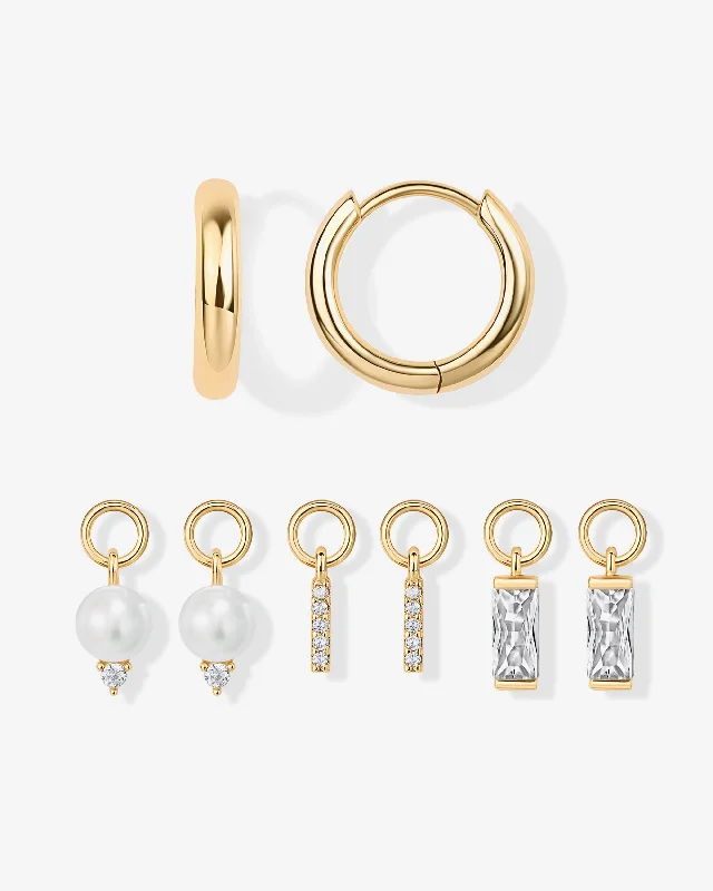 Mix and Match Huggie and Pearl Charm Set