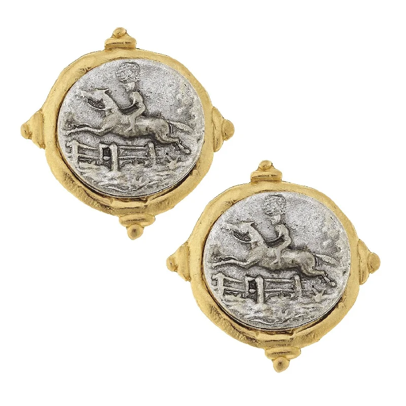 Mixed Metal Equestrian Intaglio Studs