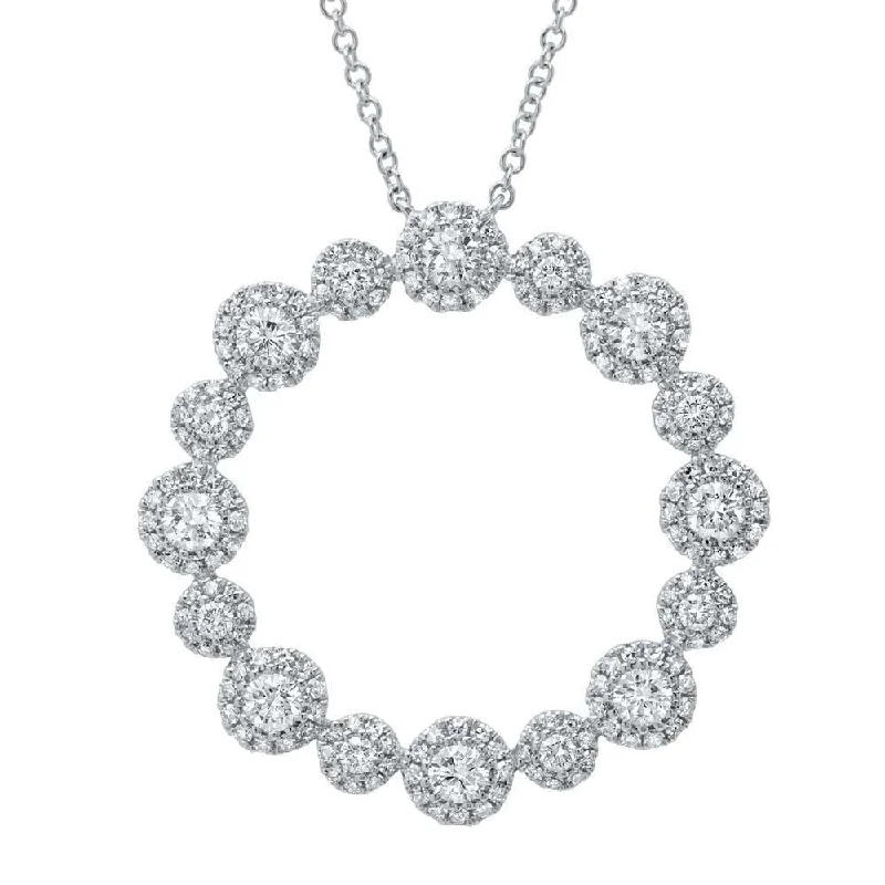 New 14K White Gold 1.14 Carat Total Weight Diamond Pendant Necklace