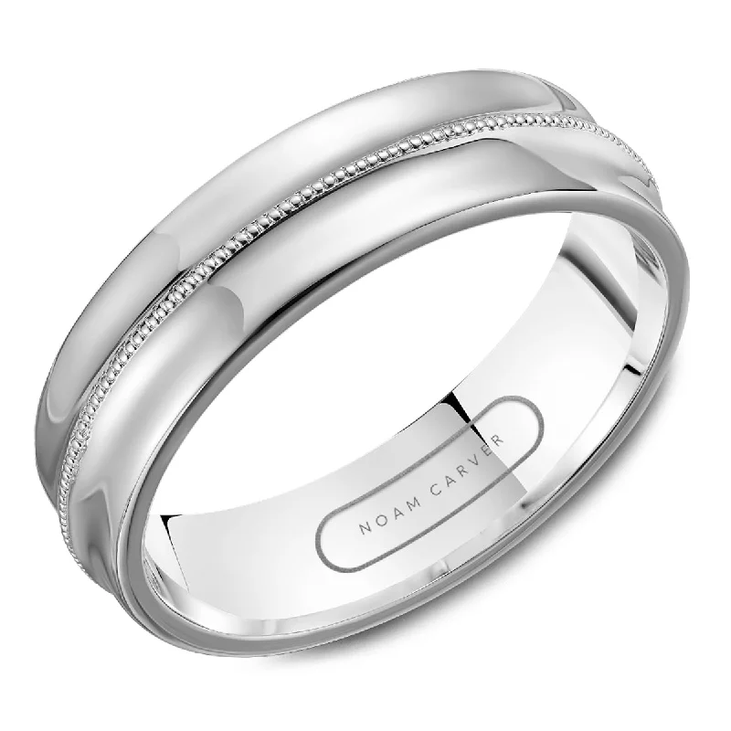 Noam Carver Carved Wedding Ring in 14K White Gold