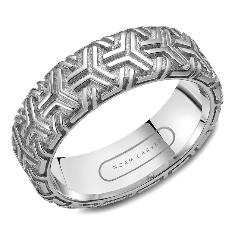 Noam Carver Mens Wedding Band in White Gold