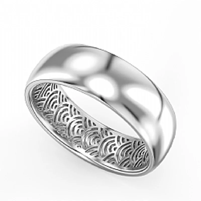 Noam Carver Mens Wedding Band in White Gold