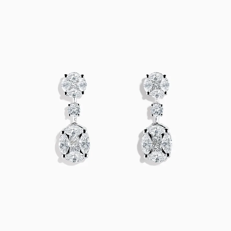 Pave Classica 18K White Gold Diamond Drop Earrings