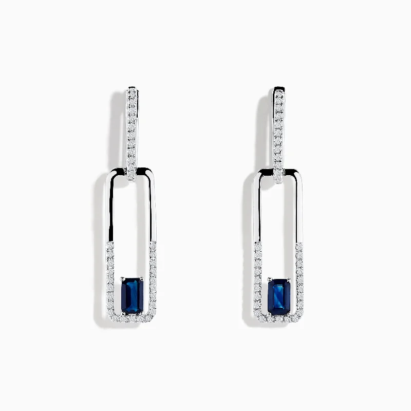 Royale Bleu 14K White Gold Sapphire and Diamond Drop Earrings