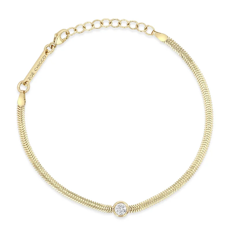 Snake Chain with Floating Diamond Bracelet