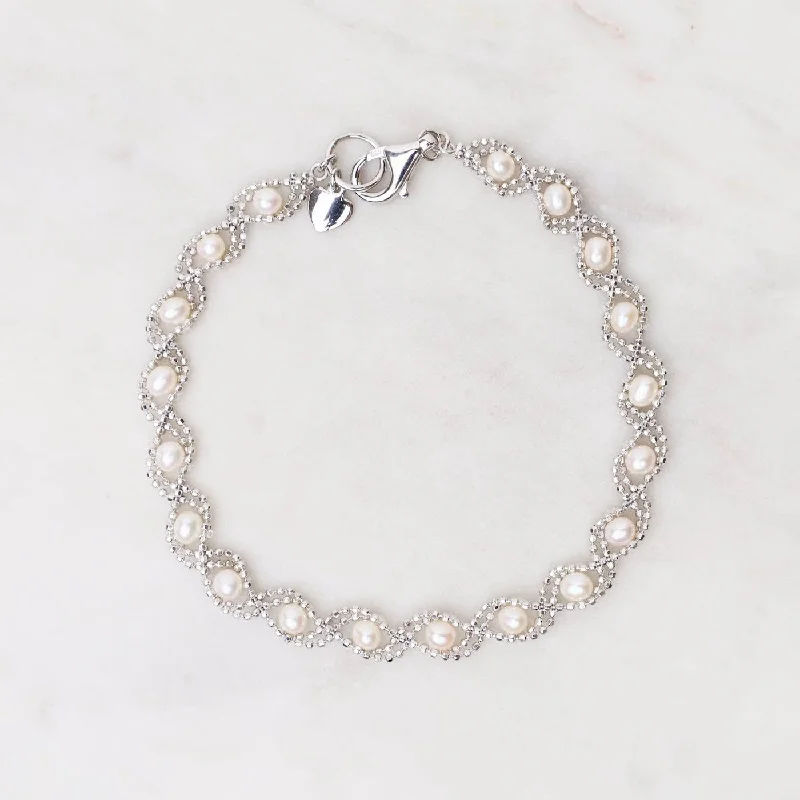 Sterling Silver Captured Pearl Bracelet