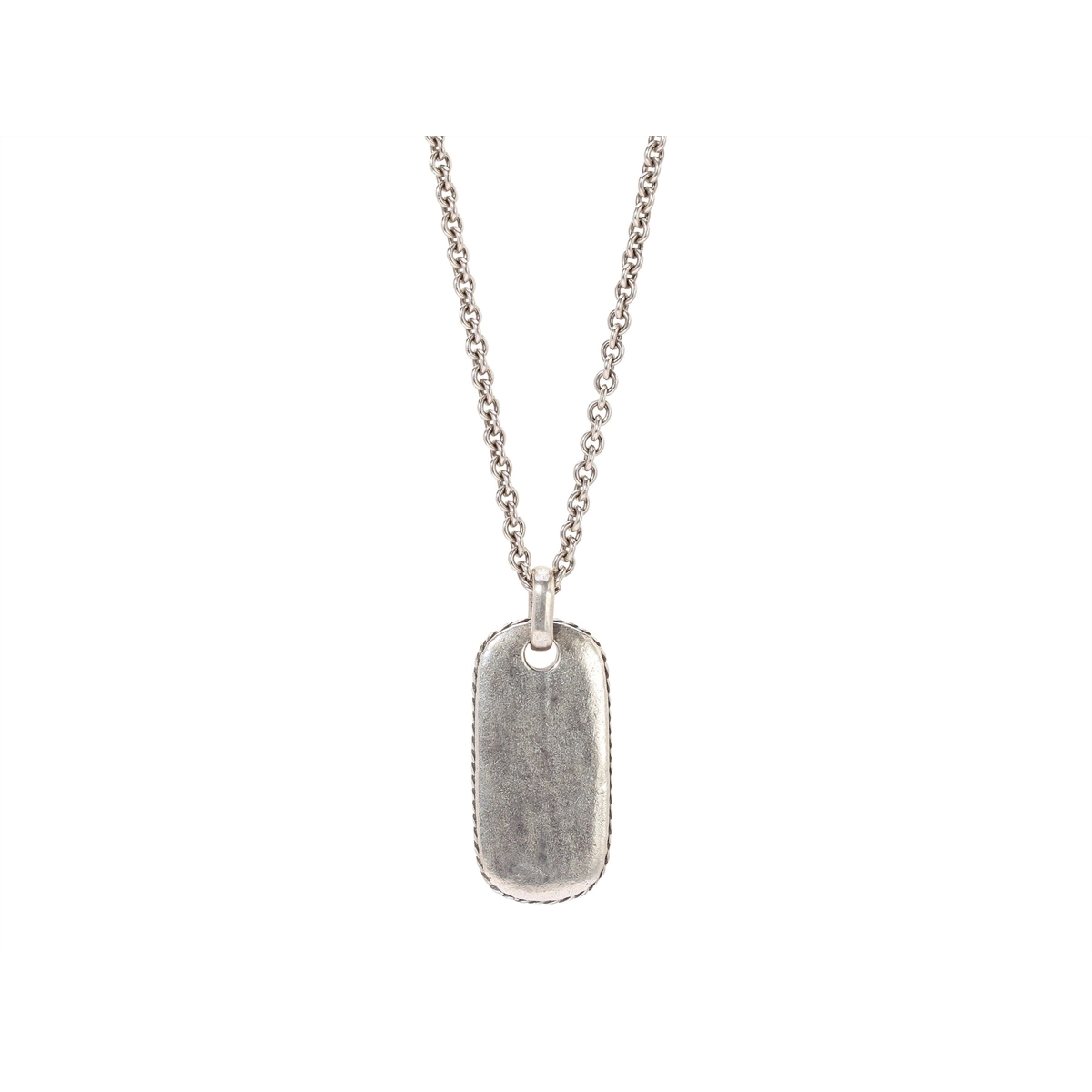 Sterling Silver Distressed Dog Tag Pendant Necklace, 24 inch