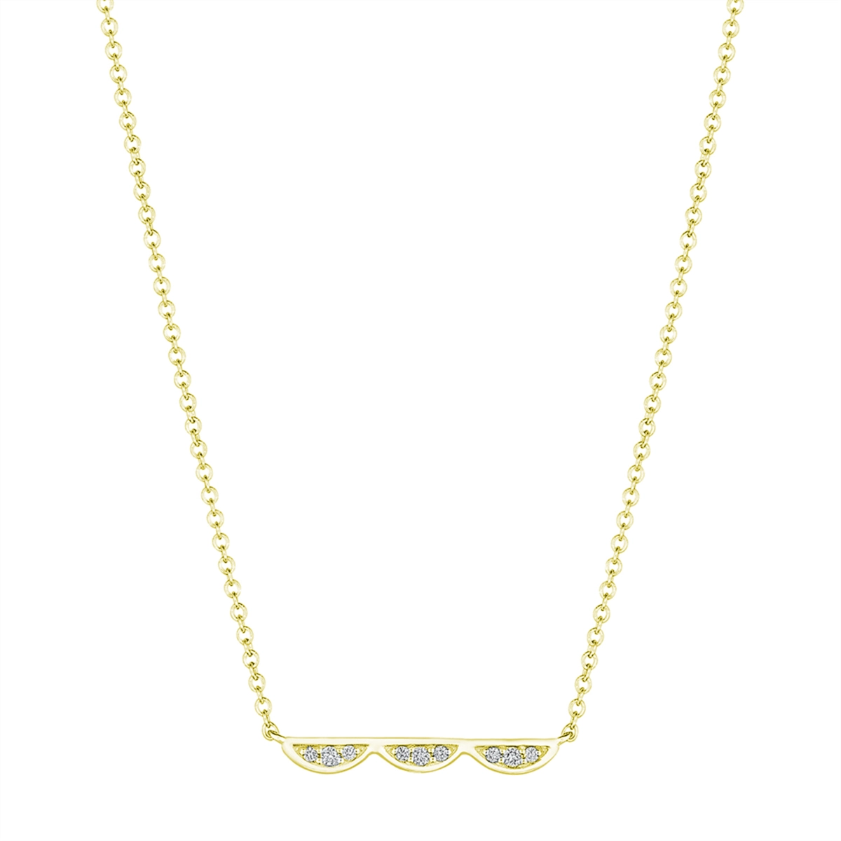 Tacori Crescent Bar 14K Yellow Gold 3 Crescent Diamond 17in Necklace