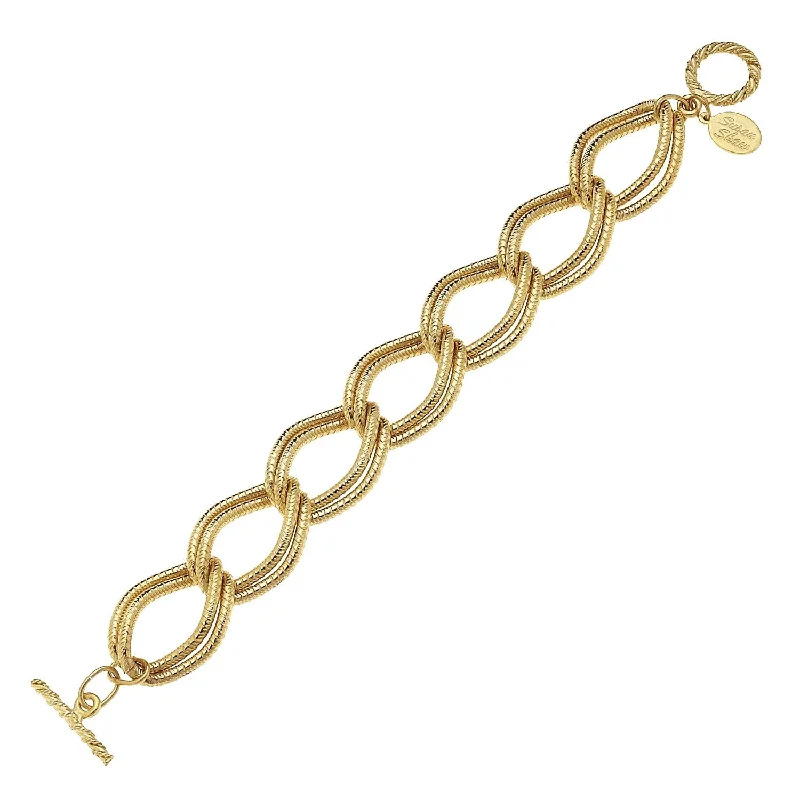 Textured Double Link Chain Bracelet