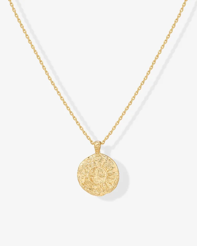 Vermeil Sun-Moon Engraved Coin Pendant