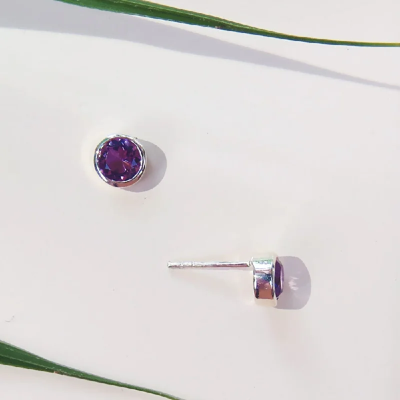 Large Amethyst Post Earring