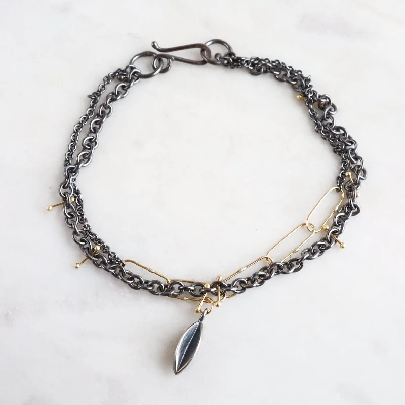 Double Chain Pod & Pins Bracelet