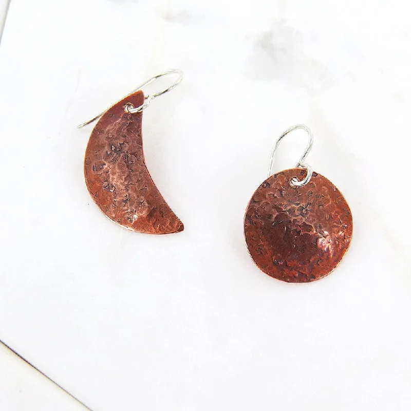 Copper Moon & Planet Earrings