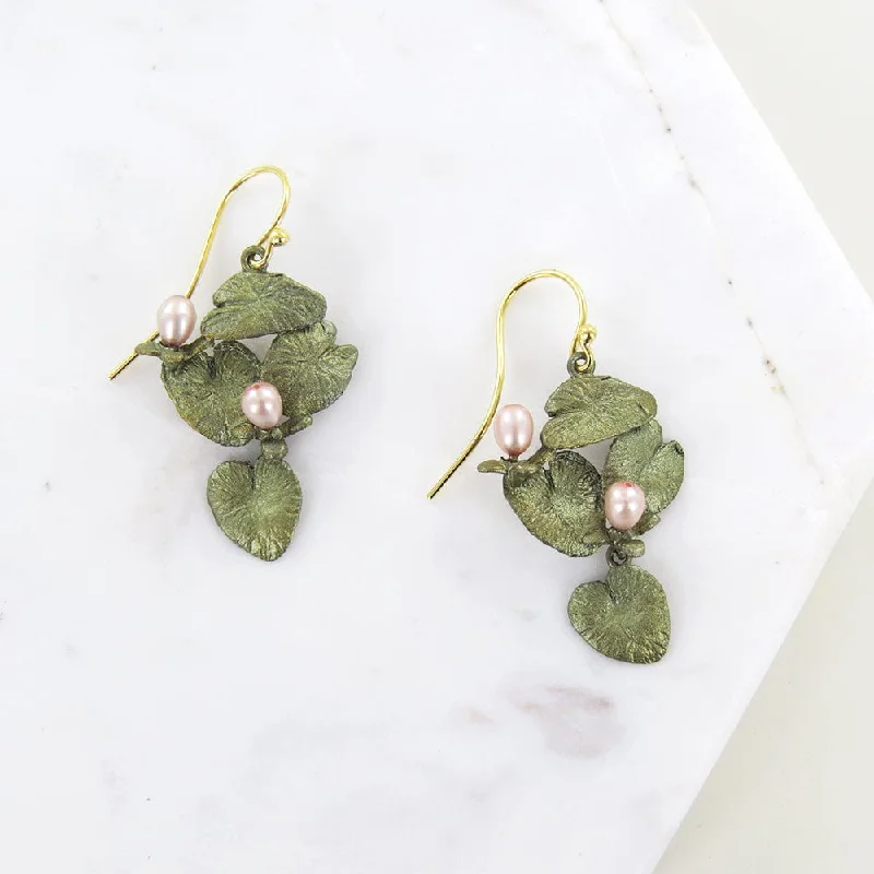 Water Lily Dangle Wire Earrings