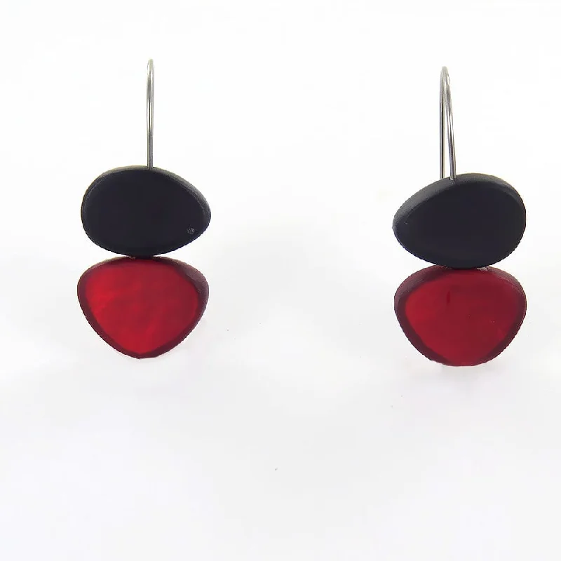 GREY AND RED TWO TONE EARRING