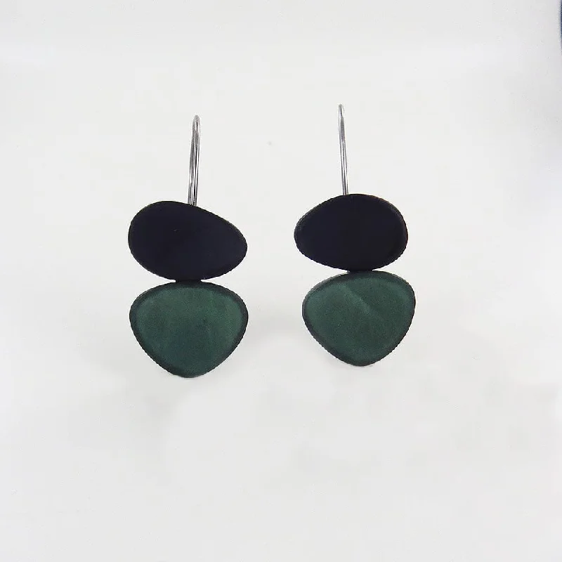 GREY AND GREEN TWO TONE EARRING