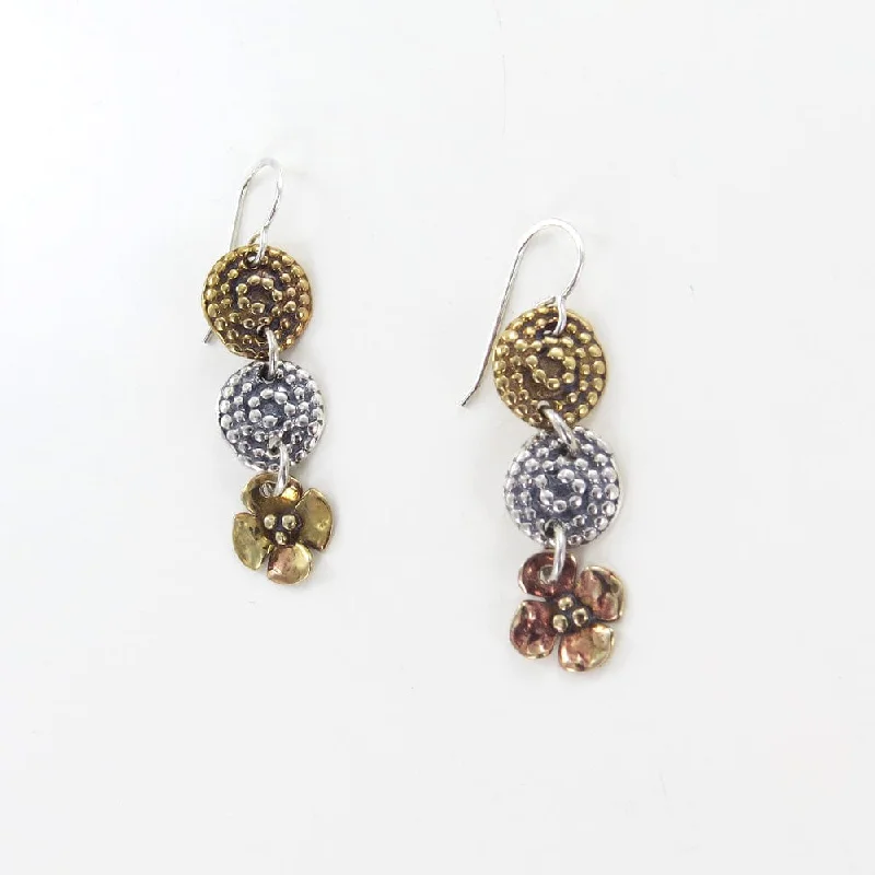 Beaded Spiral and Dogwood Earrings