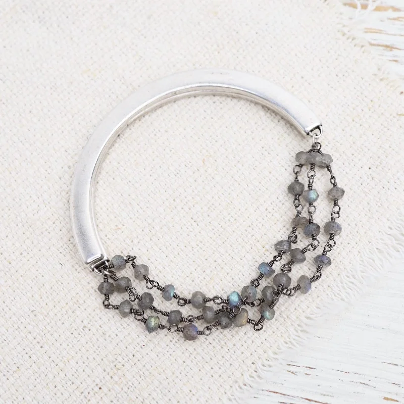 Handmade Triple Bead Chain of Labradorite Bracelet