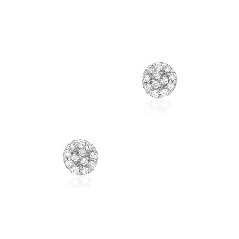 Mini Round Pavé Post Earring - 14k White Gold