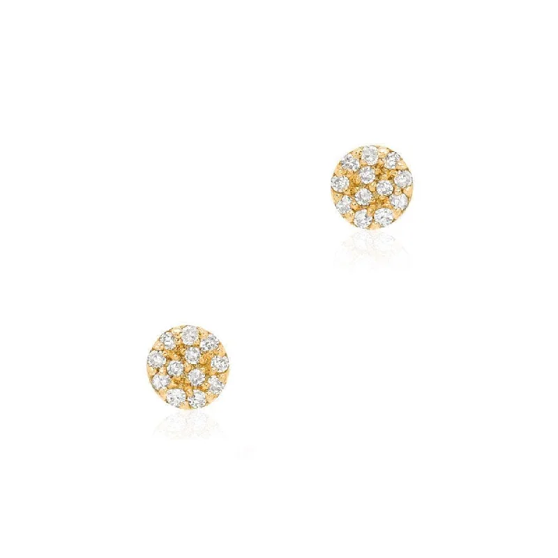 Mini Round Pave Post Earring - 14k Yellow Gold