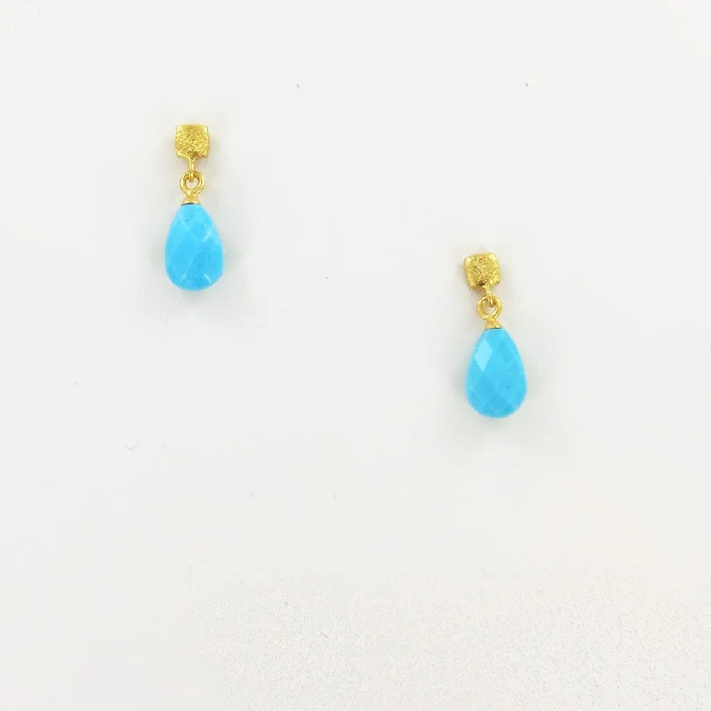 GOLD CUBE TURQUOISE EARRINGS