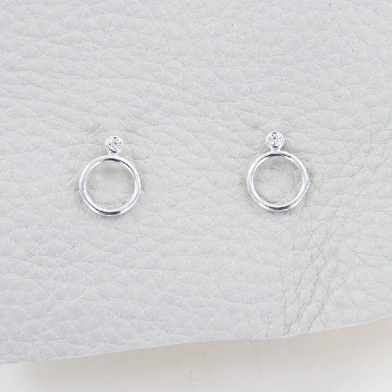 Silver Circle & CZ Stack Earrings