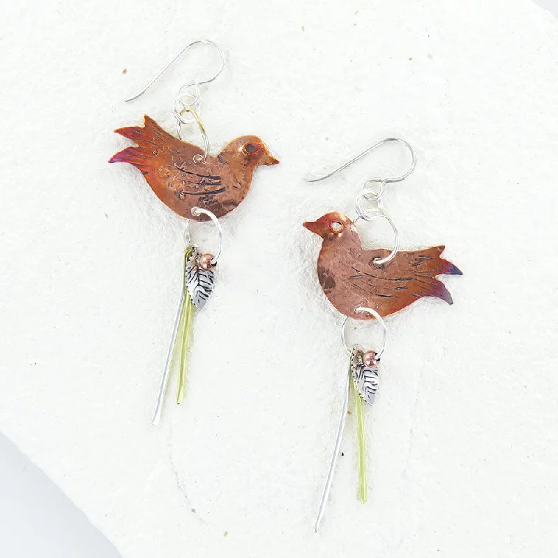 COPPER BIRD EARRING