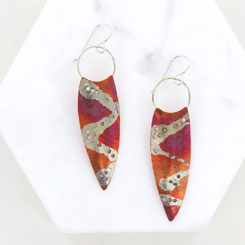 COPPER SILVER LEAF EARRING