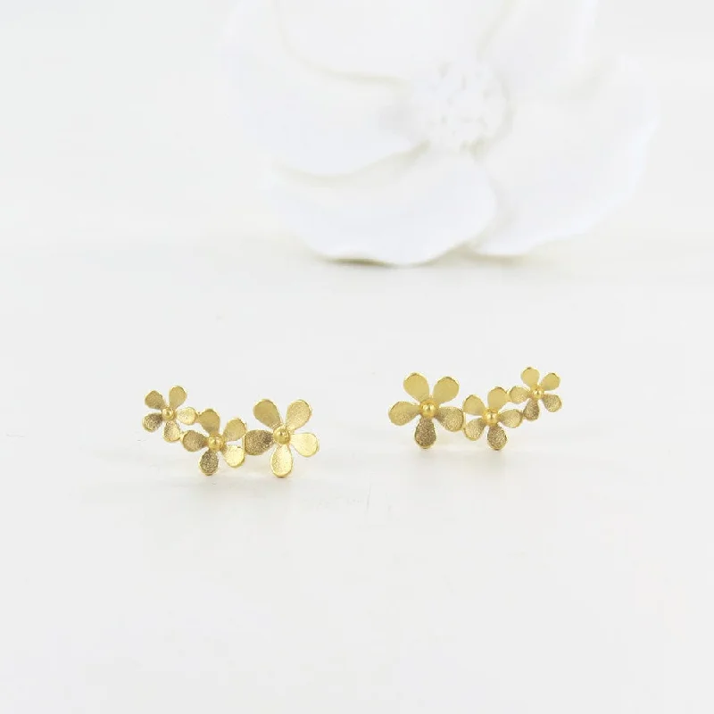 Brushed Gold Vermeil Forget Me Not Post Earrings