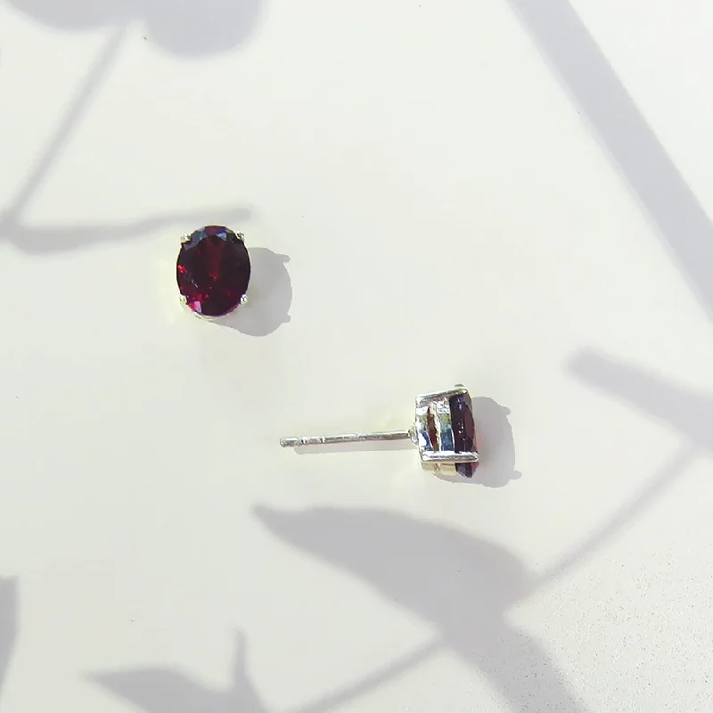 Large Oval African Garnet Post Earring